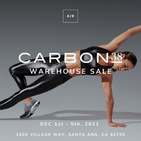 The official Carbon38 Warehouse Sale will have over 15,000 items including  leggings, fashion tops, activewear, shoes and much more! WHEN