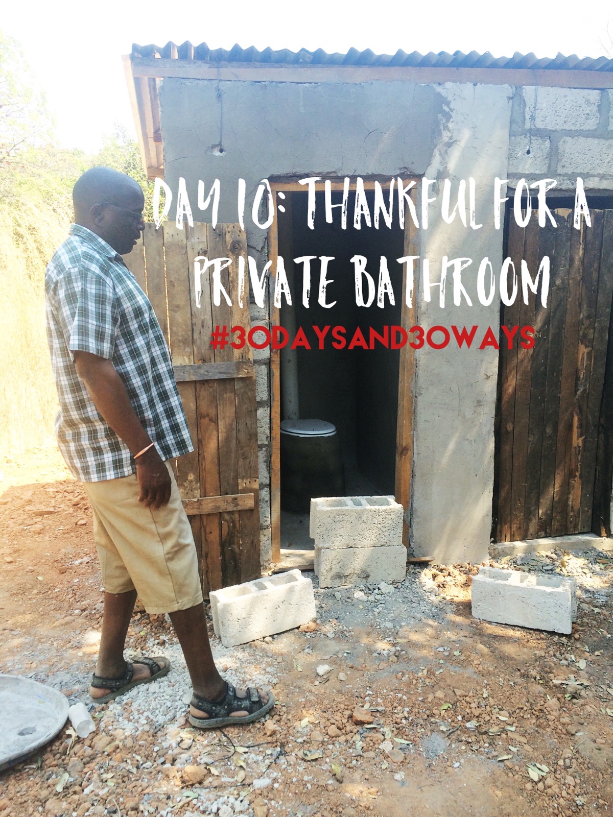 Day 10: We're thankful we have an abundance of places to use the bathroom and that we can do so in privacy! A private place to go potty seems like a no-brainer but not always easy in Kunchubwe Village! W e're building a bathroom with 8 toilets with private stalls and doors! Help us build a safe place for kids to go potty by contributing to one toilet for $100!