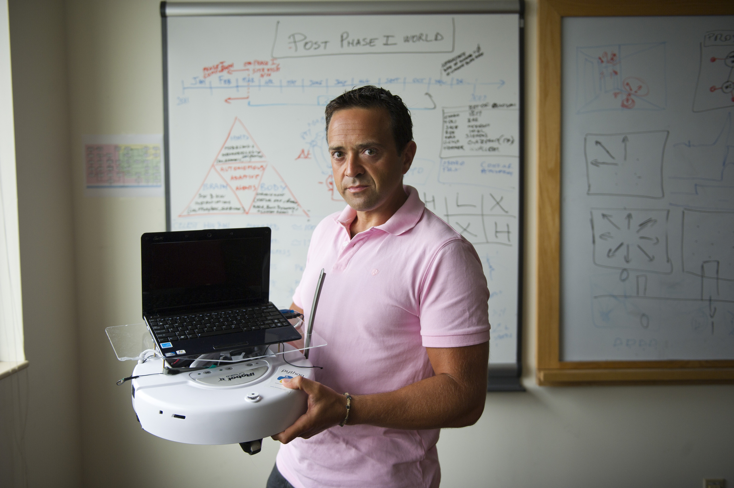  Portrait of Department of Cognitive and Neural Systems Senior Research Scientist Massimiliano “Max” Versace for Research Magazine. Shot at Neuromorphics Lab AT Cognitive and Neurological Systems  Photo by Cydney Scott &nbsp;for Boston University Pho