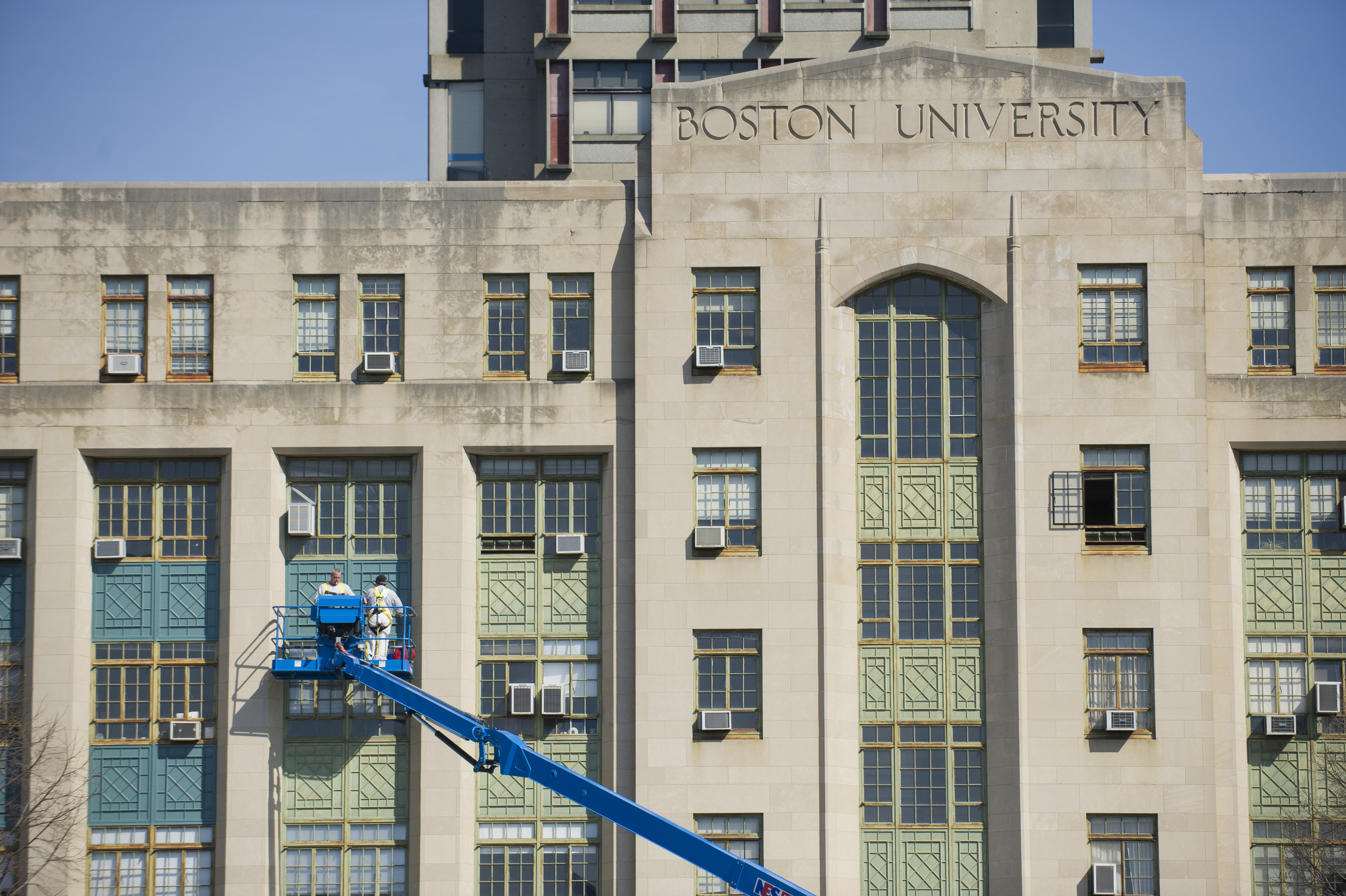  245 Comm Ave gets a bit of a facelift March 19, 2012.&nbsp;  Photo by Cydney Scott for Boston University Photography 