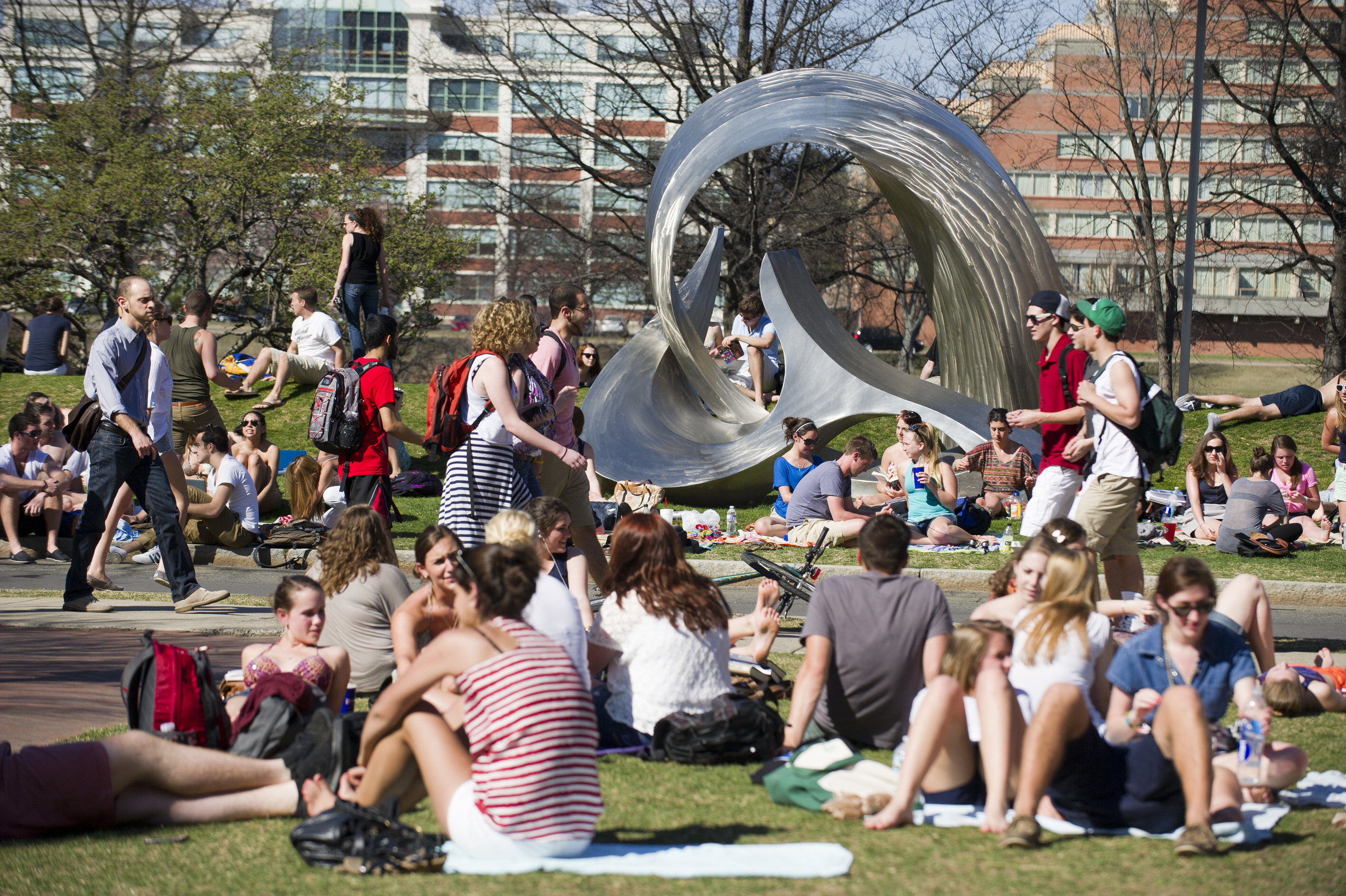  The crowd at BU Beach was massive thanks to the brights sun and hot temperatures March 22, 2012.&nbsp;  Photo by Cydney Scott for Boston University Photography 