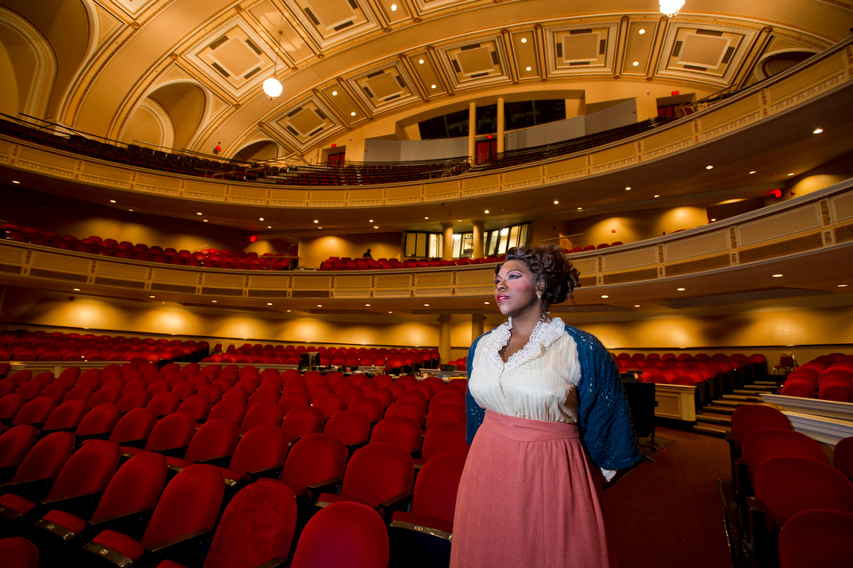  For Bostonia piece about Michelle Johnson (CFA'07) is a rising star in the opera community, playing Mimi in PORTopera's La Bohème in Portland, ME.  Photo by Cydney Scott for Boston University Photography 