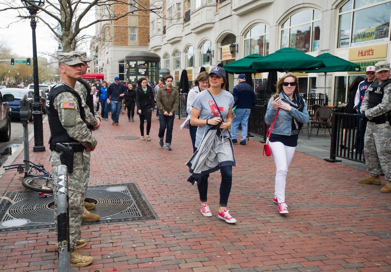  Military police had a presence in Kenmore April 20, 2013 as fans headed to Fenway Park. 