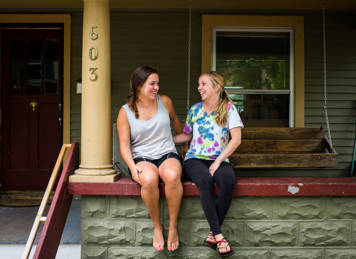  Katie and Alison on the same porch where my dad used to live 