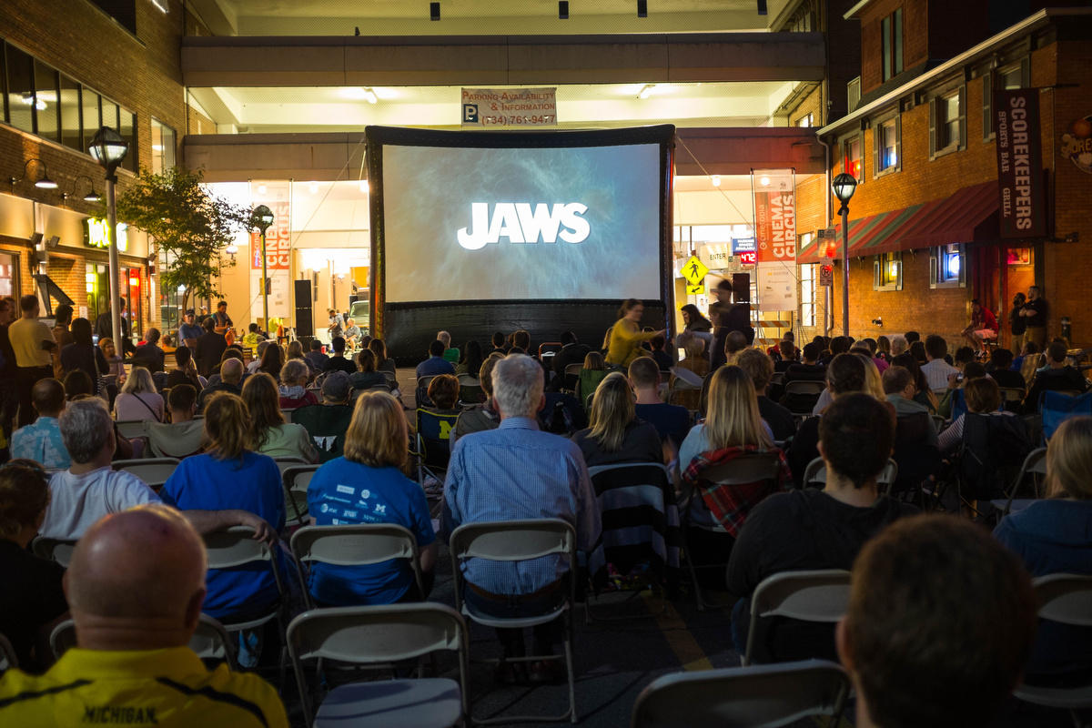  Nighttime showing of Jaws in downtown Ann Arbor 