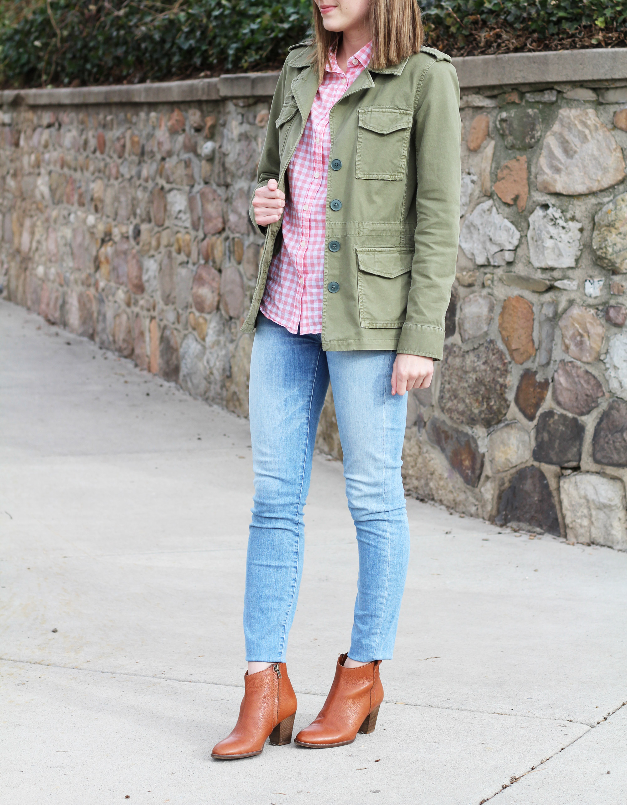 Army green + pink gingham — Cotton Cashmere Cat Hair