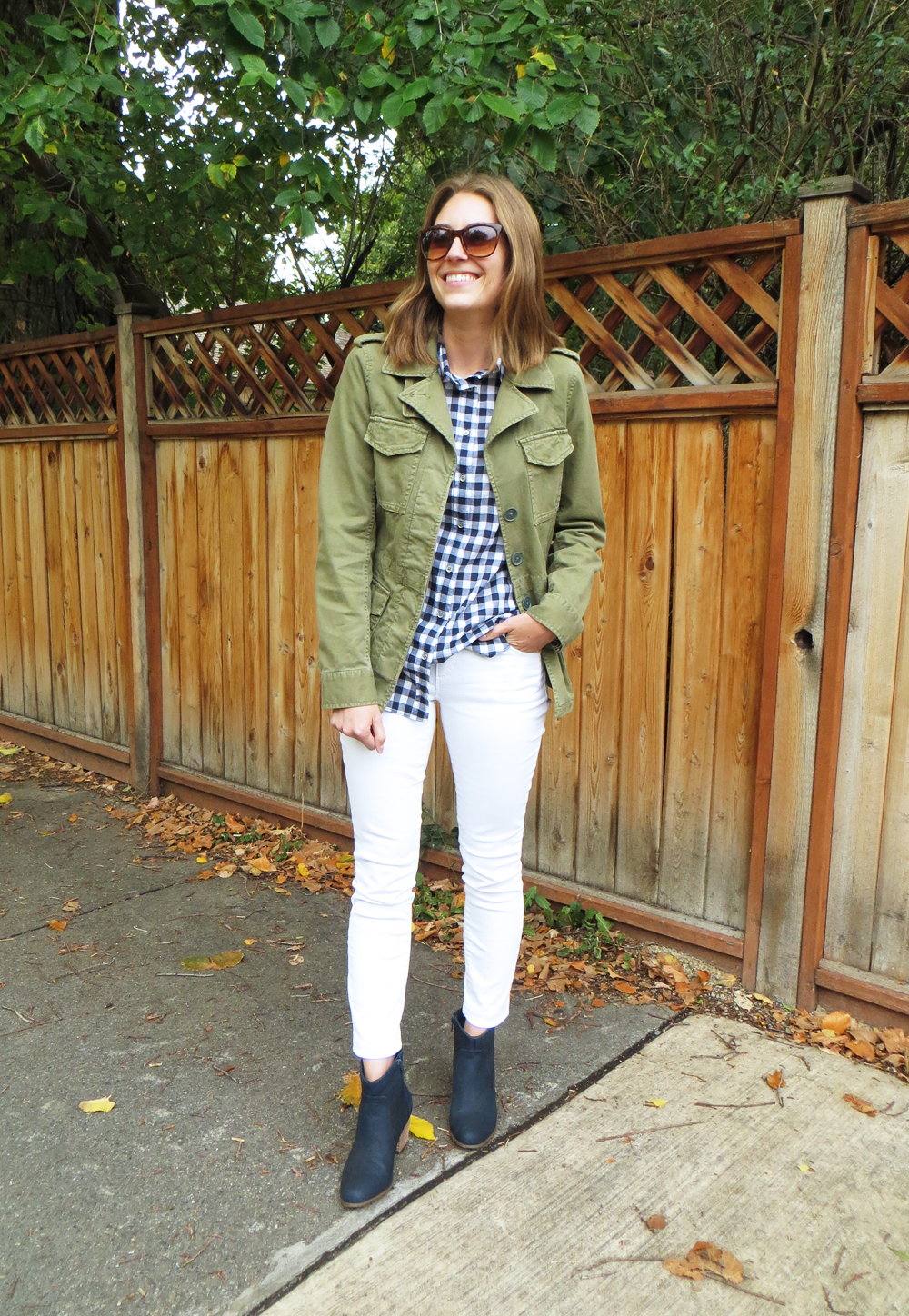 Army green + navy gingham