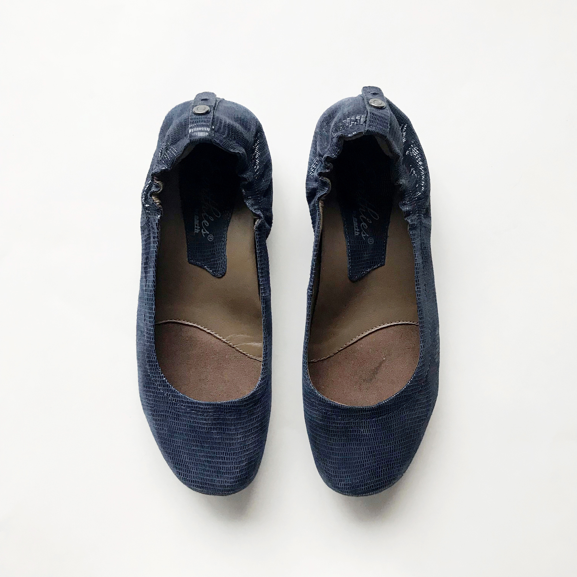 Earthies Tolo flats in navy — Cotton Cashmere Cat Hair