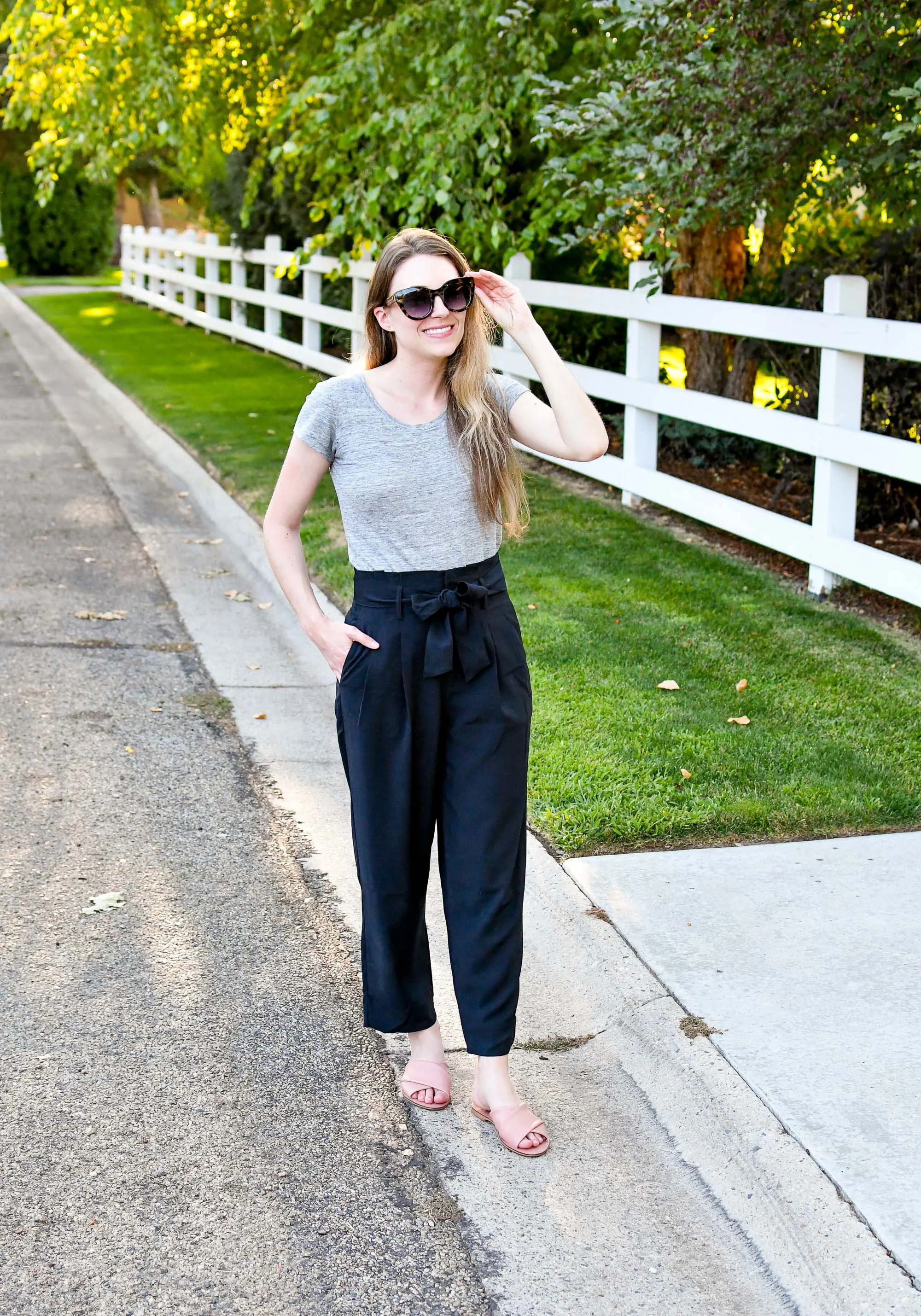 Cheap black paperbag waist pants Sale Black Friday