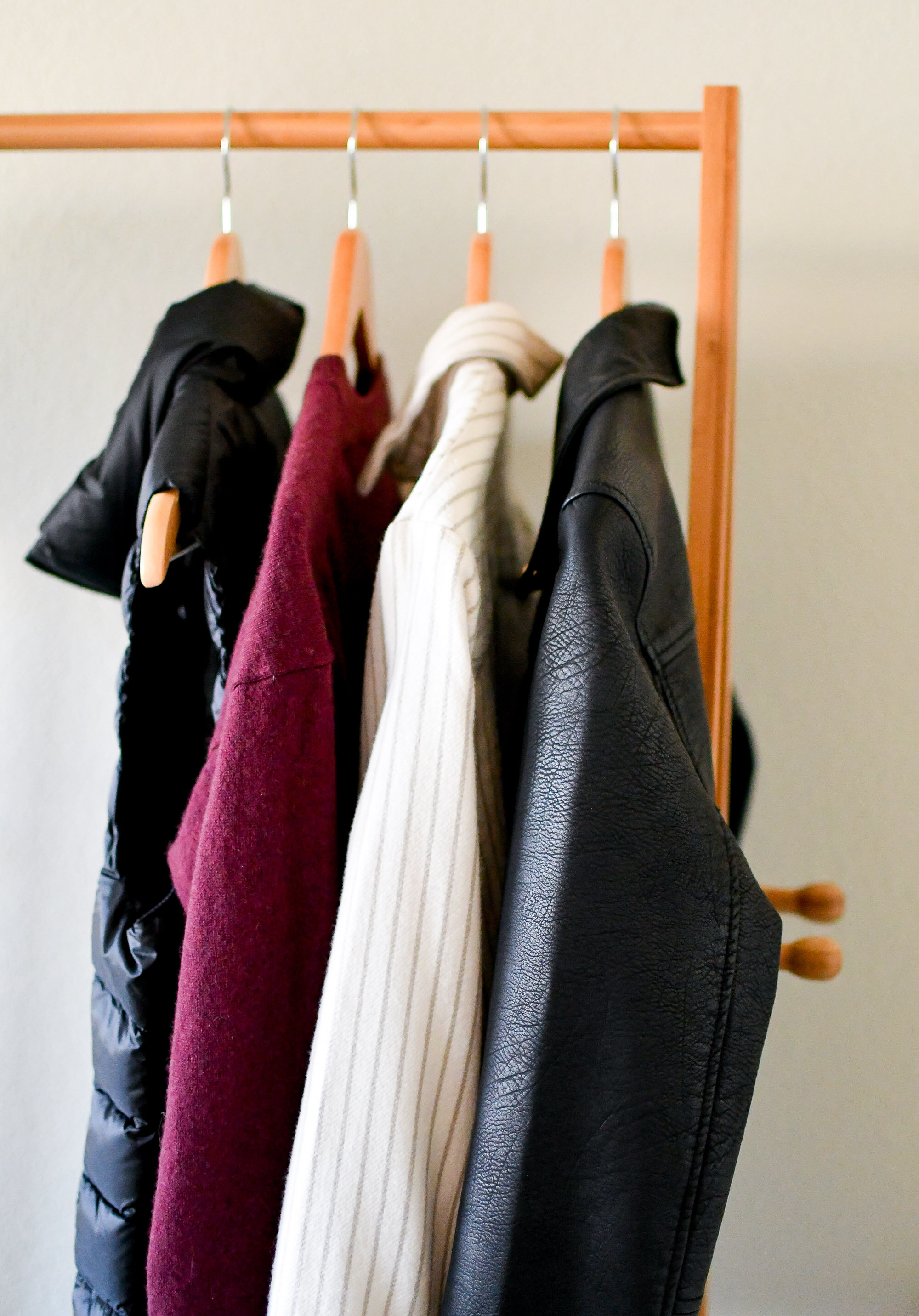 Fall color palette / puffer vest, cashmere sweater, flannel shirt, leather jacket — Cotton Cashmere Cat Hair