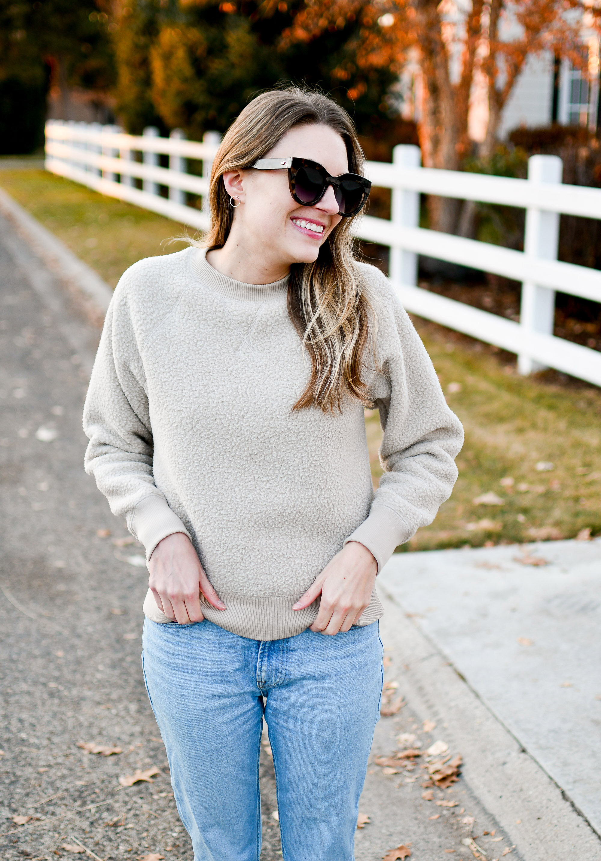 ReNew fleece sweatshirt casual fall outfit — Cotton Cashmere Cat Hair