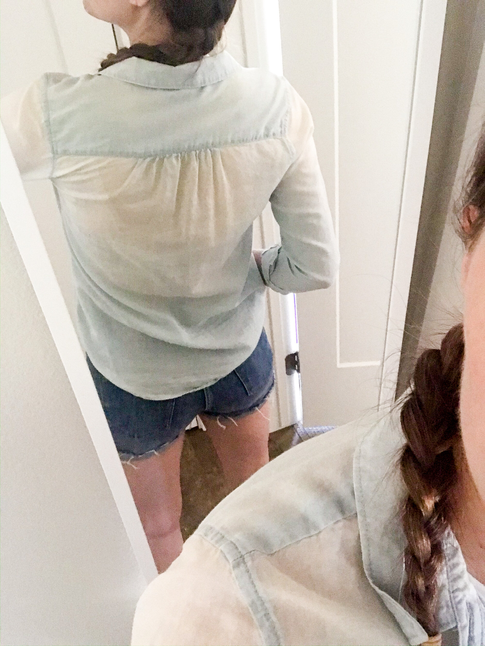 Upcycle old clothes: Dye chambray popover shirt — Cotton Cashmere Cat Hair