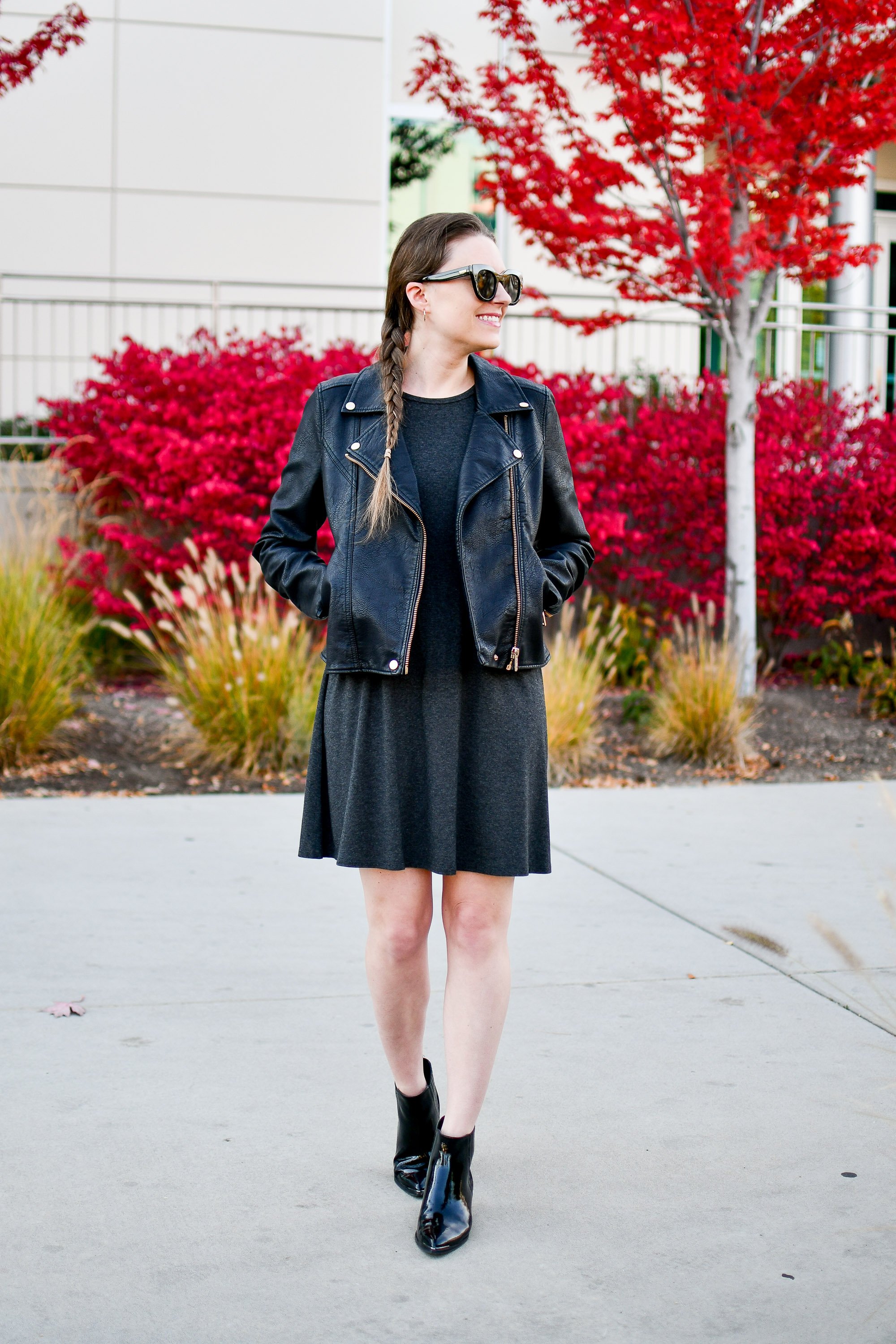 leather jacket with dress