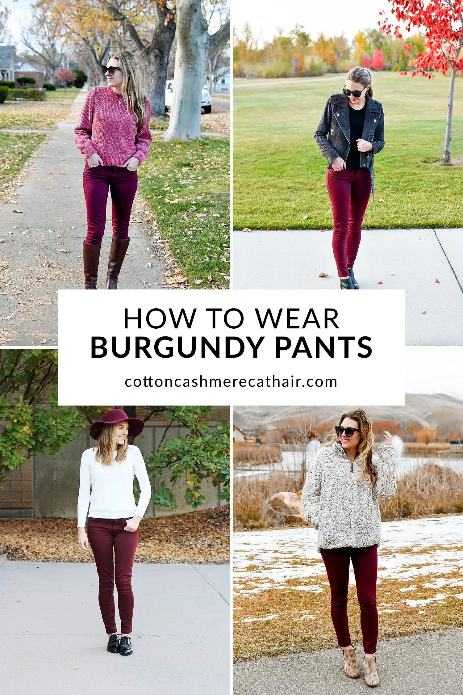 How to Wear Burgundy Pants