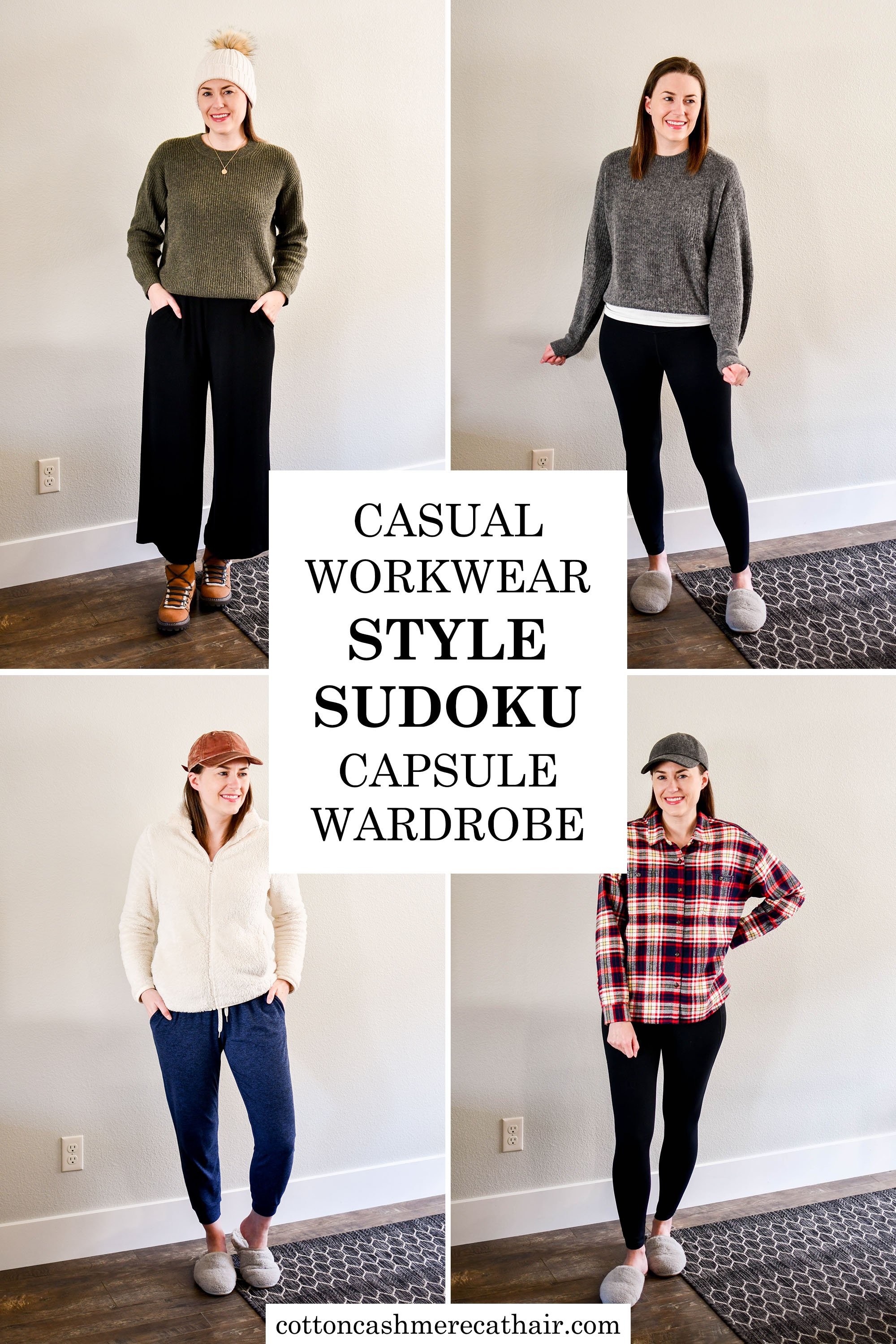 Casual Workwear Style Sudoku Capsule Wardrobe: Hybrid Work Schedule