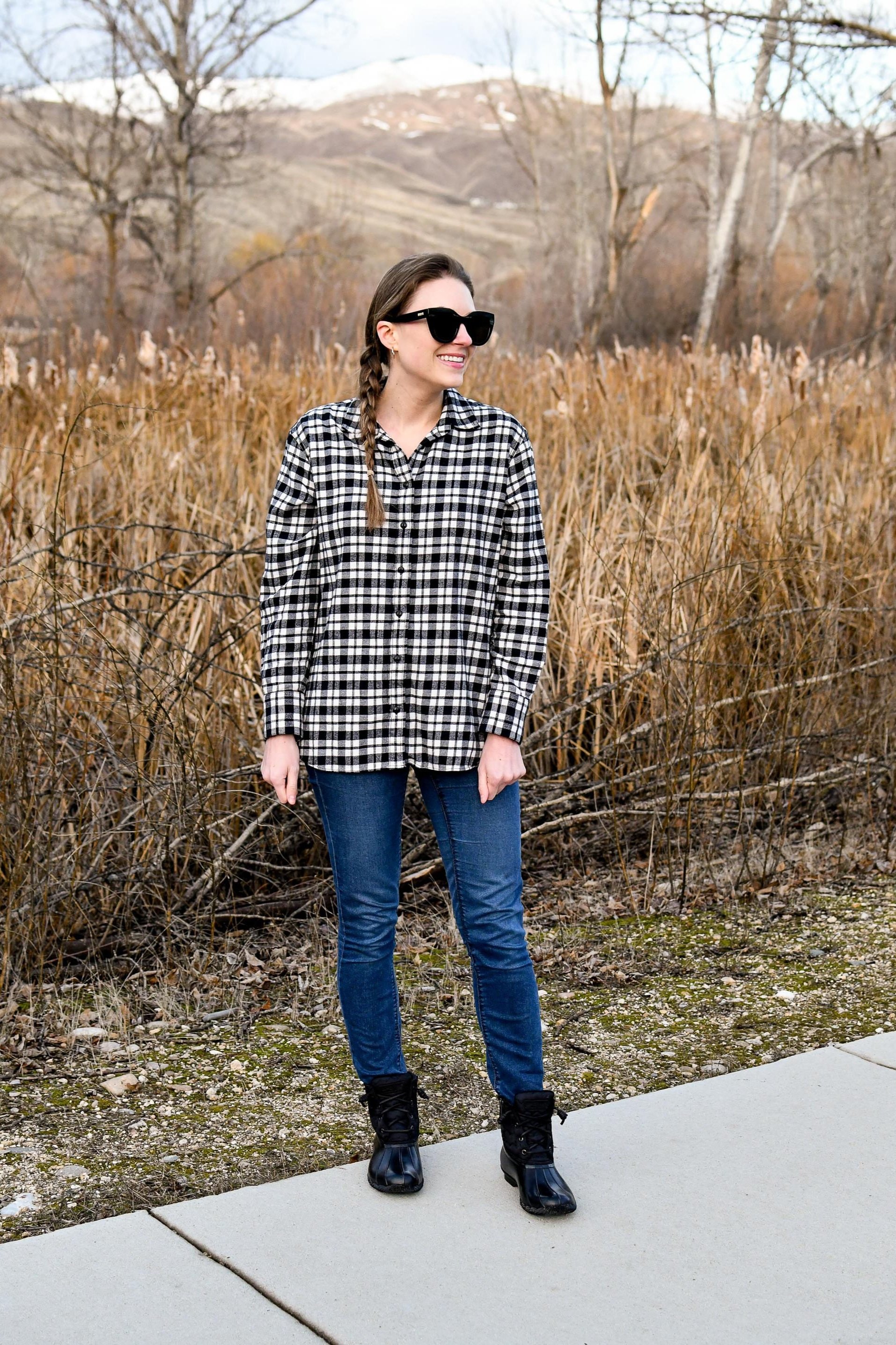 Stylish Plus Size Outfit: Plaid Shirt with Ankle Pants