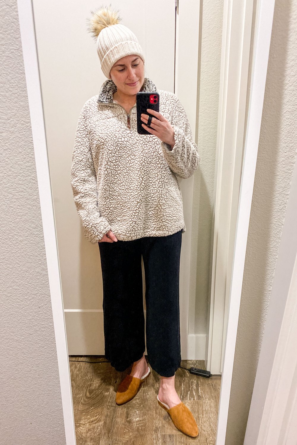Wear Your Closet Challenge: January 18, 2023 | wubby pullover with wide leg lounge pants and beanie | Cotton Cashmere Cat Hair