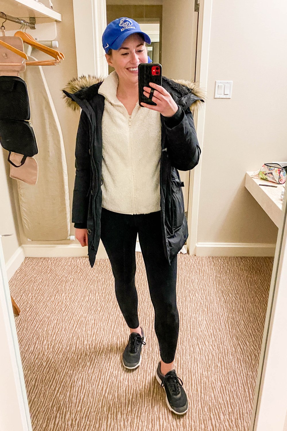 Wear Your Closet Challenge: January 14, 2023 | parka and fleece jacket with leggings | Cotton Cashmere Cat Hair