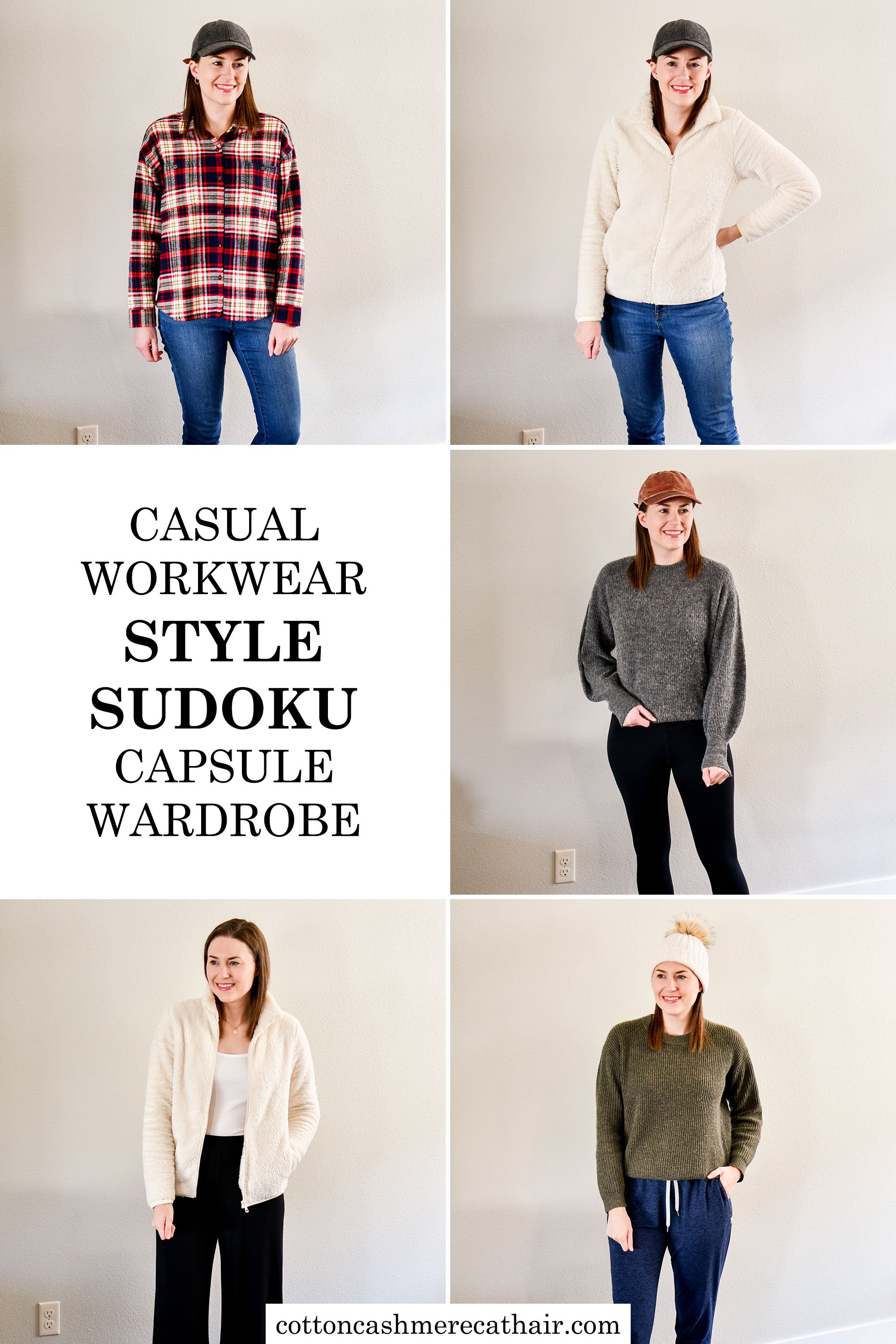 Casual Workwear Style Sudoku Capsule Wardrobe: Hybrid Work Schedule