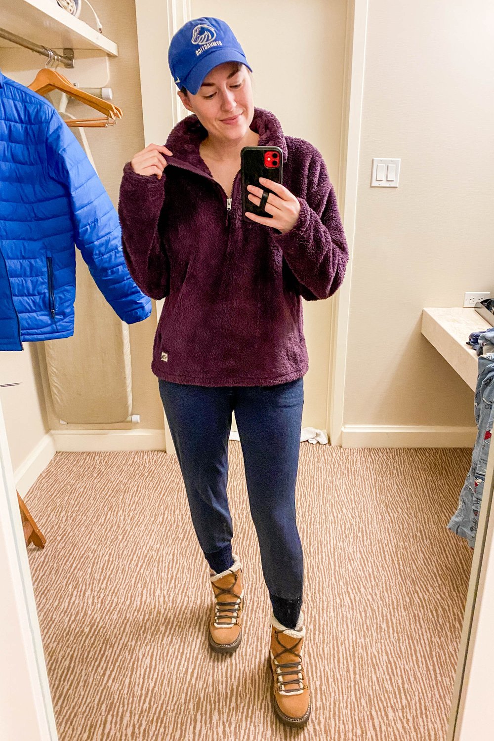 Wear Your Closet Challenge: January 15, 2023 | fleece pullover with joggers and boots for a road trip | Cotton Cashmere Cat Hair