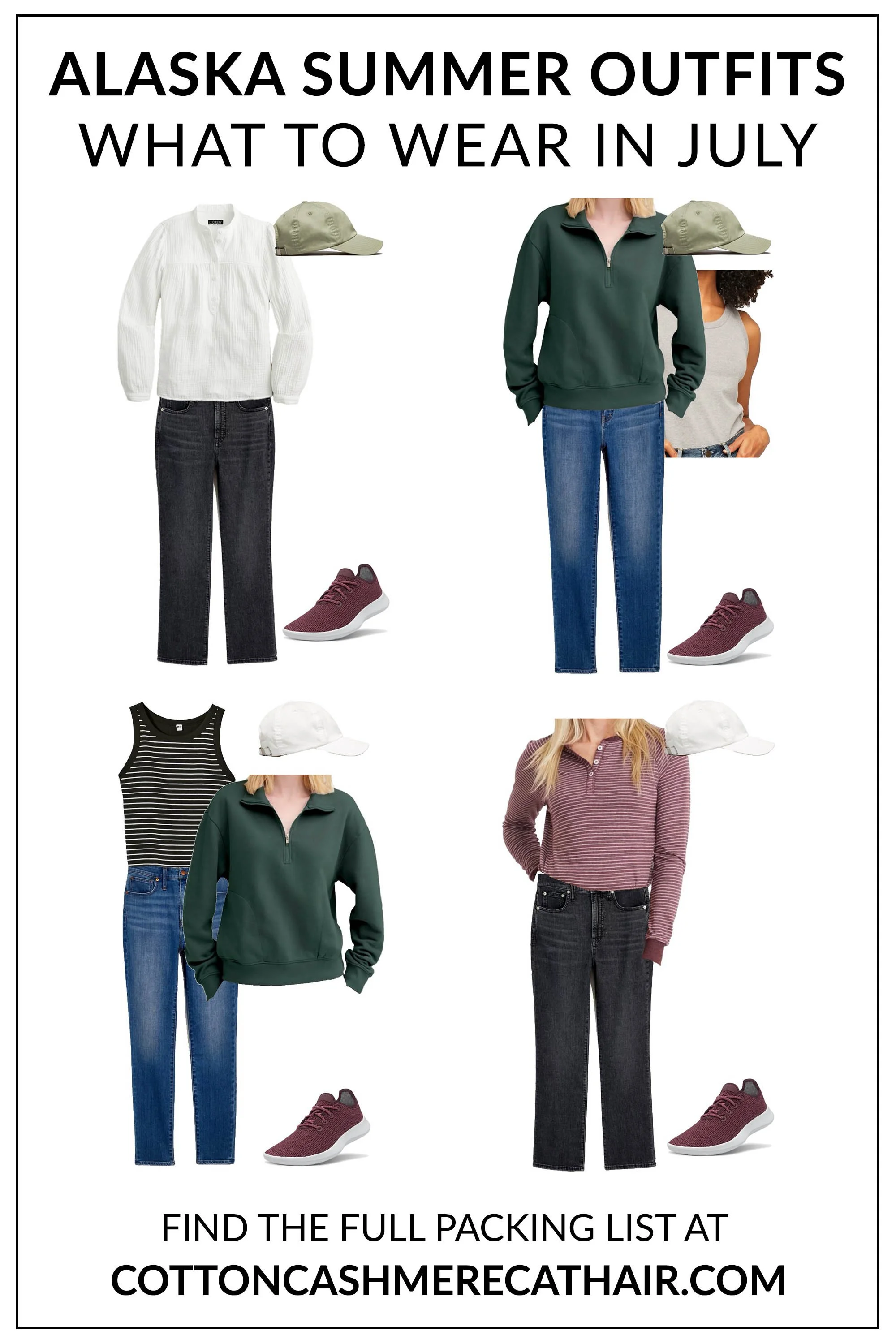 Alaska Summer Outfit Ideas with Jeans | Cotton Cashmere Cat Hair