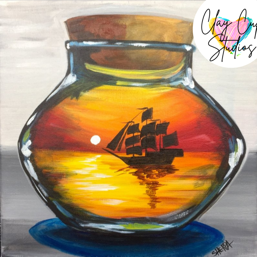 Paint and Sip Canvas Night - Ship in a Bottle