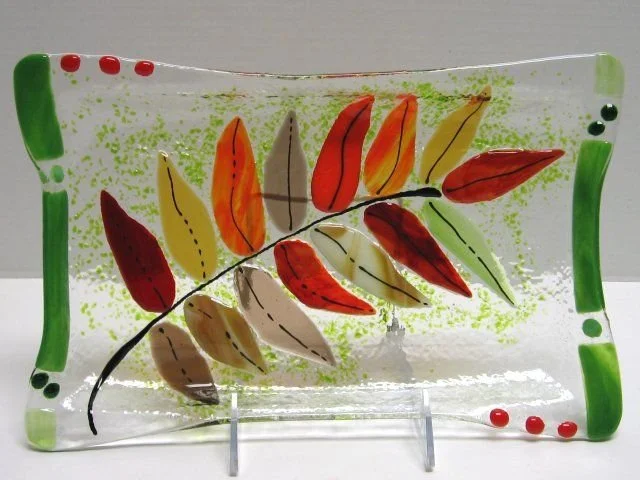 Glass Fusion - Falling Leaves Serving Platter