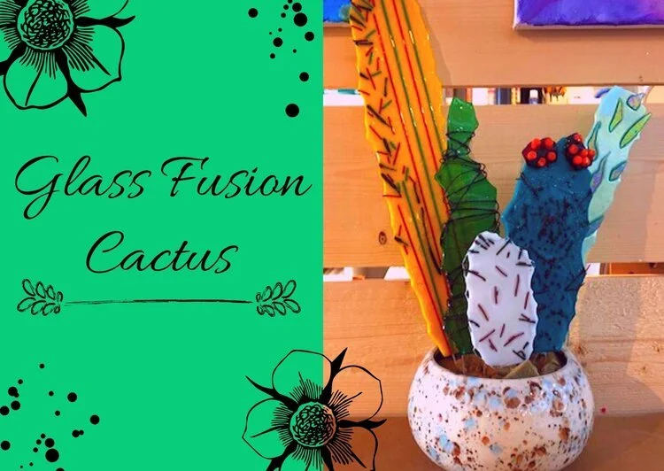 Glass Fusion - Glass Cactus and Ceramic Pot 