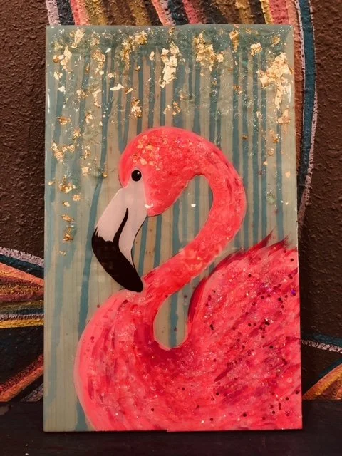 Resin, Glass & Paint Mixed Media Workshop - Pink Flamingo