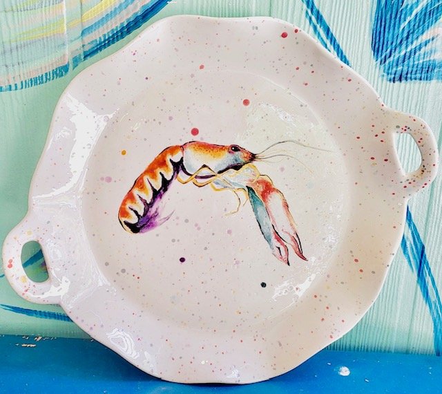 Watercolor Crawfish Serving Tray