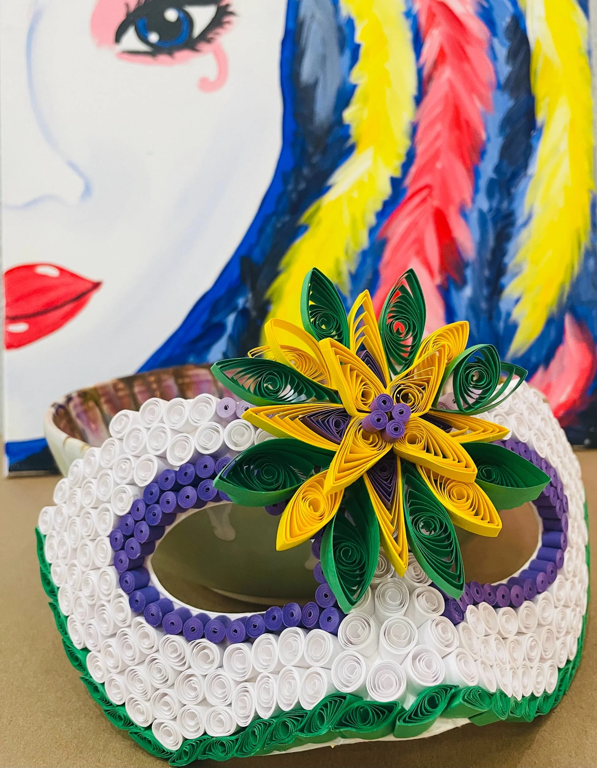 Mardi Gras Mask - paper Quilling with guest artist Nannette