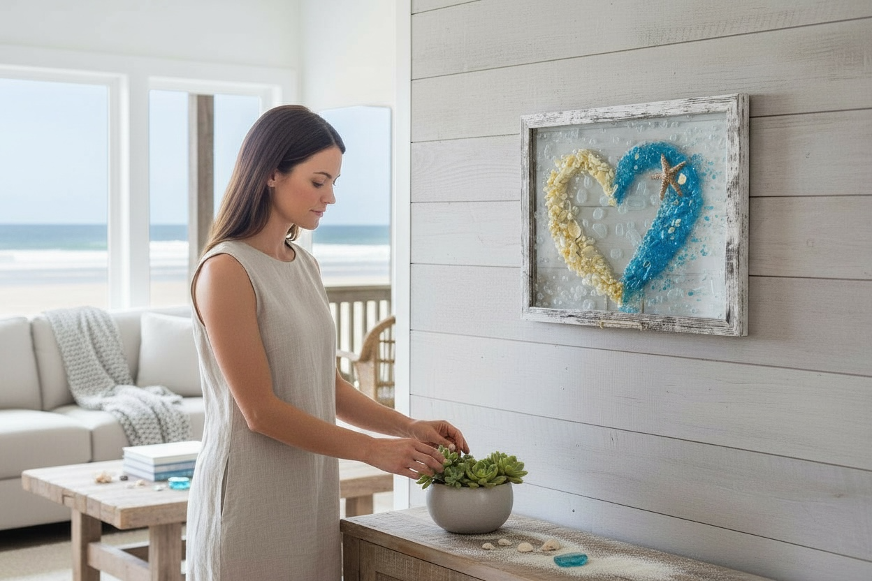 Heart of the Tide - a mixed media and crushed glass workshop 