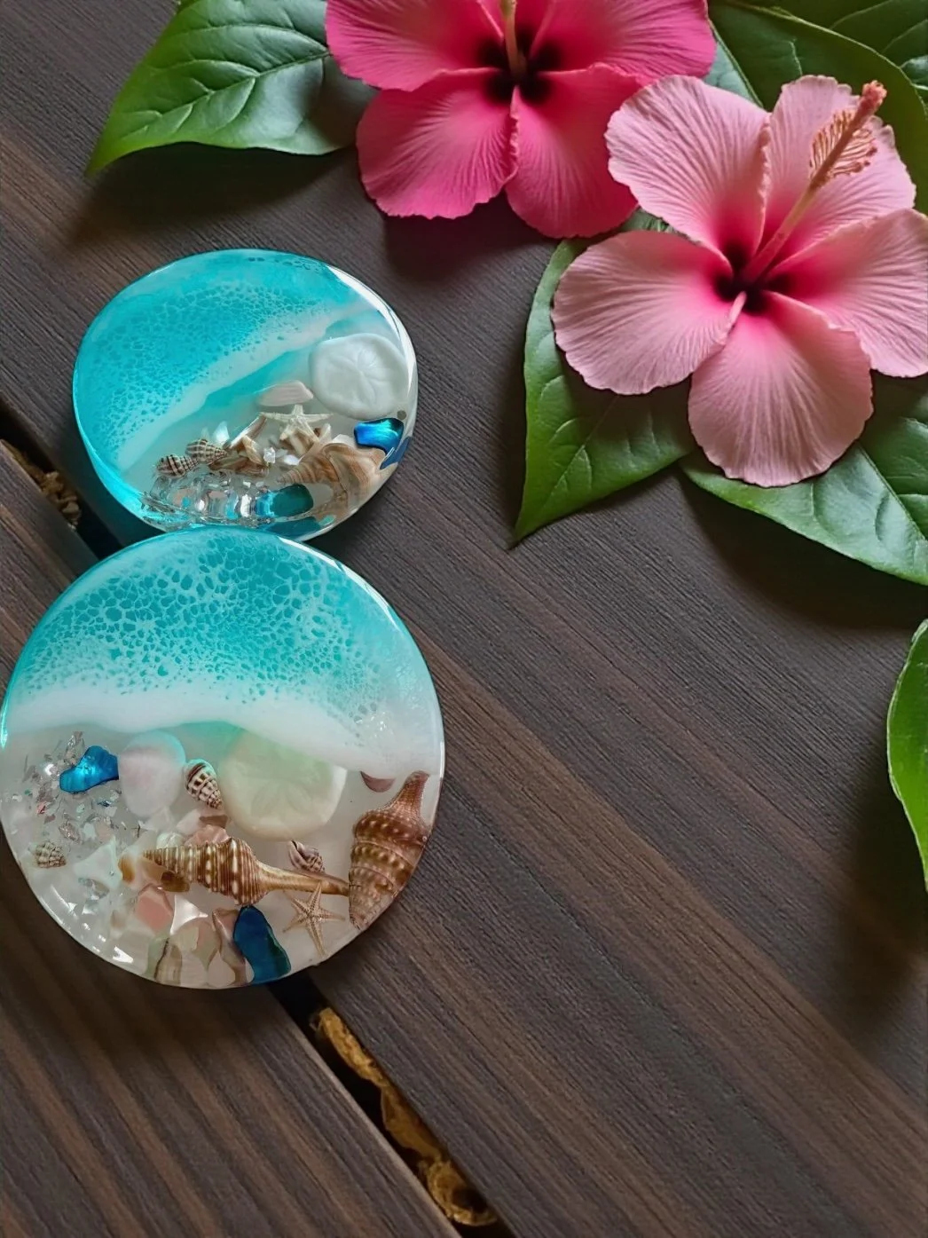 Sip by the Sea - Tropical Resin Coasters