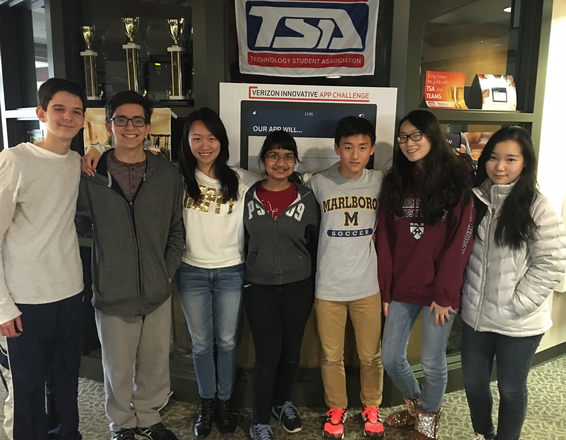 TEAMQ5 members from left to right are: Darren Schachter, David Winograd, Wendy Wu, Sraya Das, Eric Jiang, Valerie Yip, and Kaylee Wang