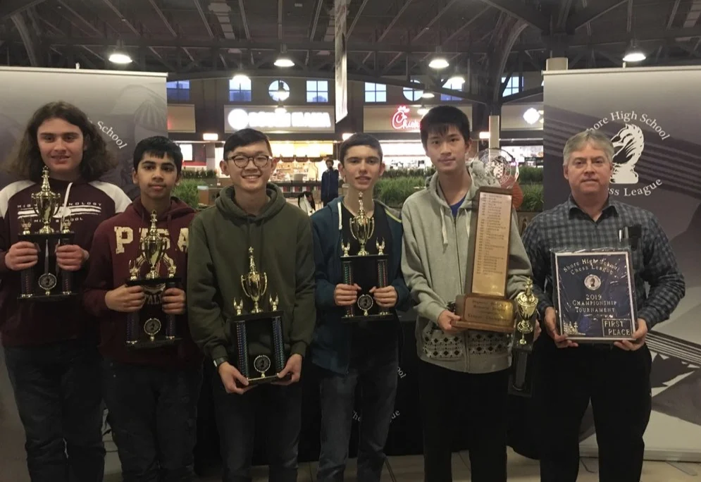 From Left to Right: Alexander Postovskiy, Varun Tupuri, Eric Chai, Andrew Mascillaro, Jason Yan, and Mr. Bartlett .