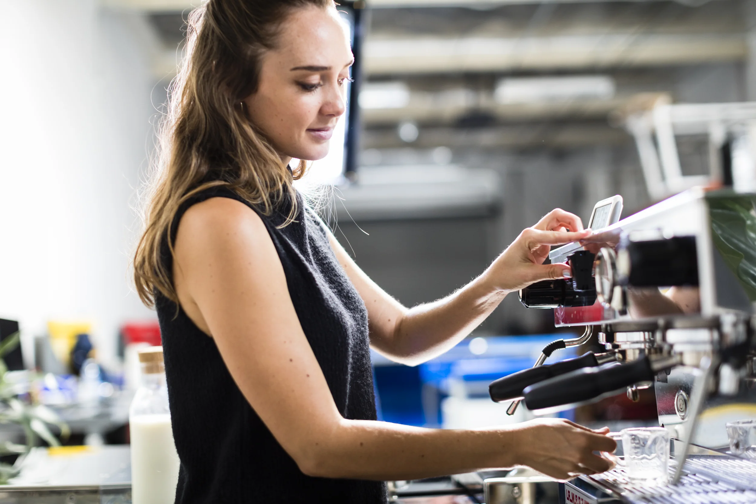 Female pulling an espresso (Copy)