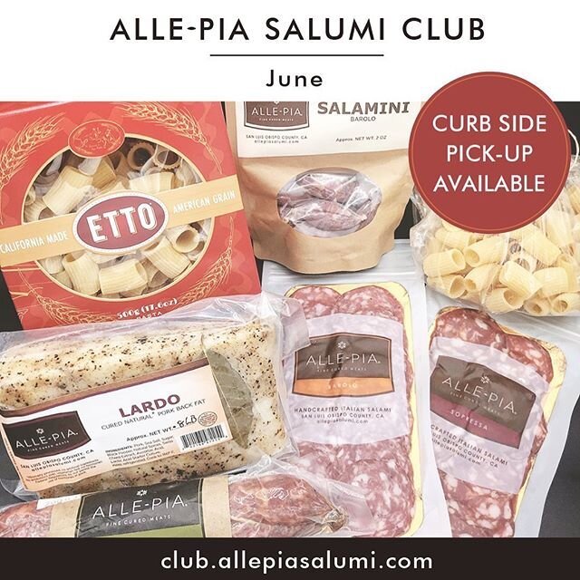 Our June Shipment is ready! There is still time to signup if you are not a member. Go to club.allepiasalumi.com and signup.

We are also offering minimal contact curbside pickup in our parking lot. Let us know the day and time you would like to come 