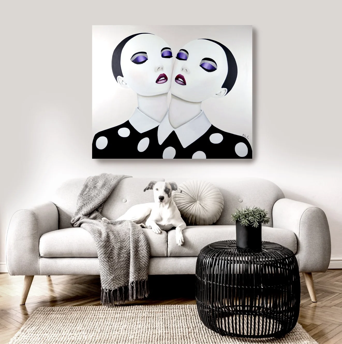 Les Inséparables Huile sur toile 48 x 40 pouces. Disponible à la galerie Beauchamp.
