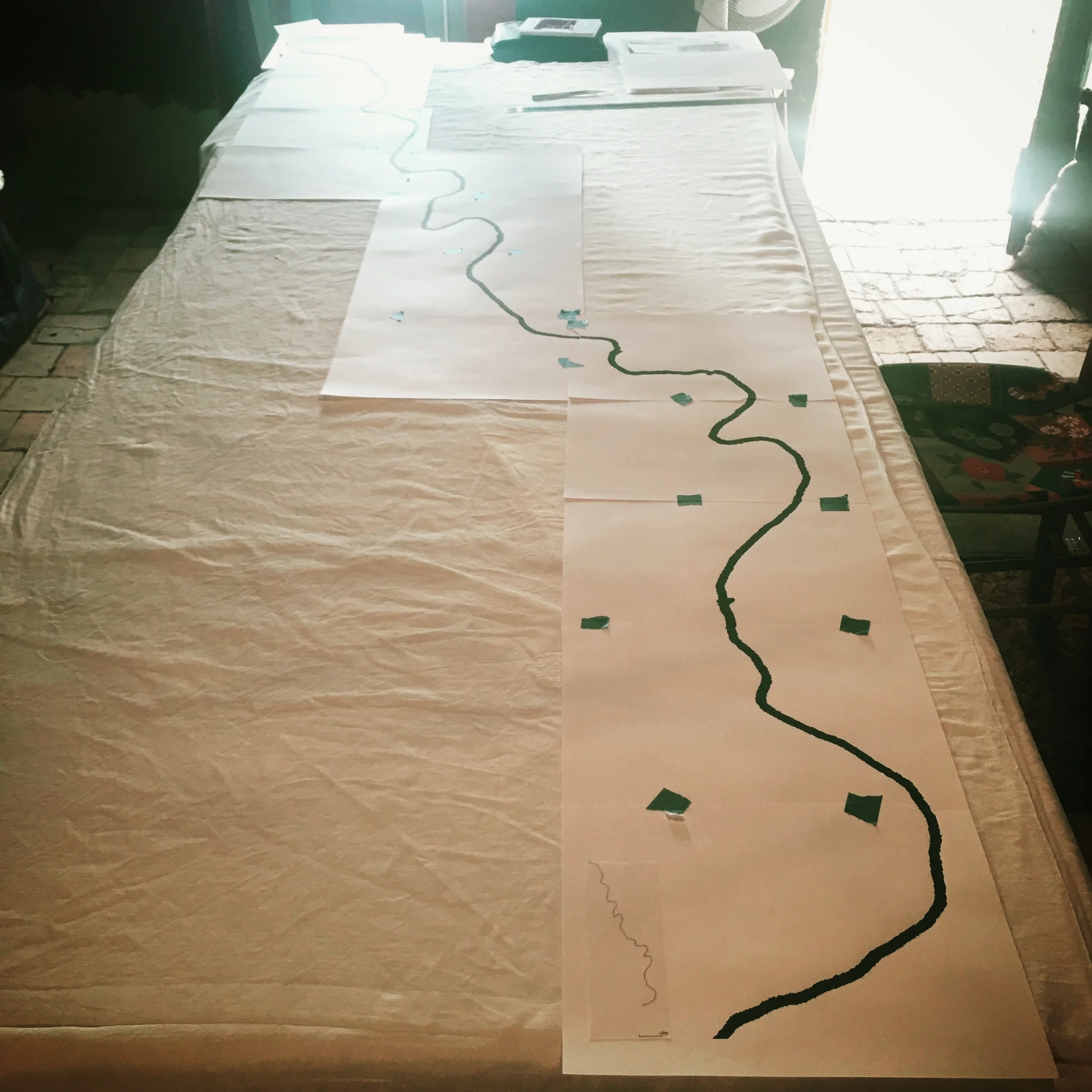 My process begins with a small sketch, which leads to a larger sketch, before I even begin on the silk…
