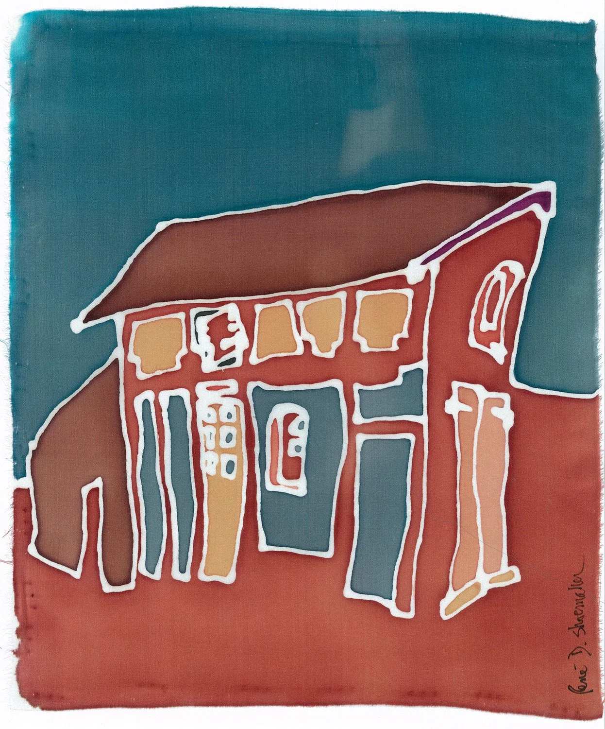 PRESQUE LA RIVIÈRE. RUE JEAN JAURÈS, AUBUSSON - Original Painting on Silk