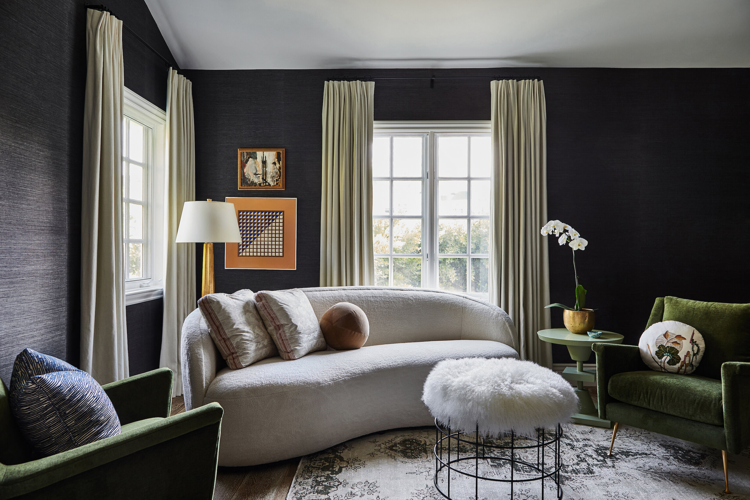  Moody Sitting Room with Dark Textured Walls  