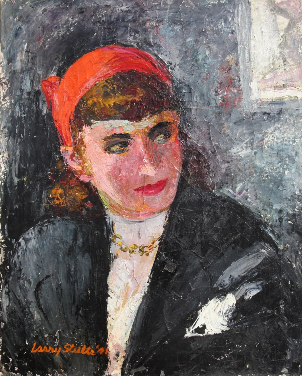 "Untitled" (portrait of Jan Stults, 1941), oil painting by Larry Stults