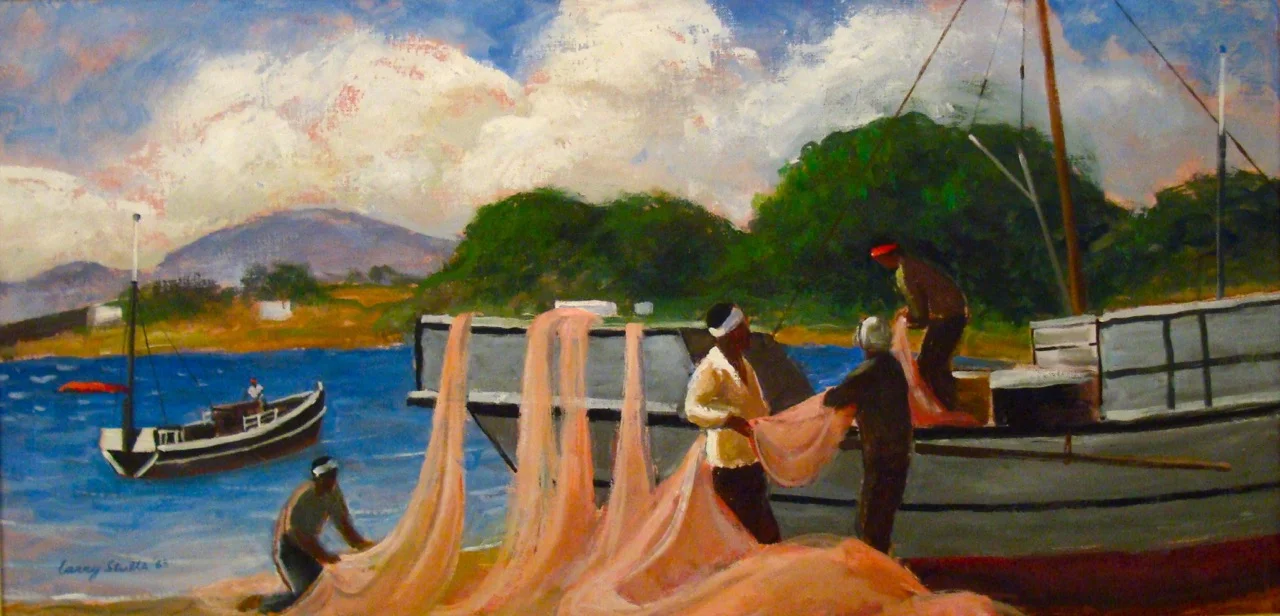 "Pink Nets," oil painting (1983) by Larry Stults