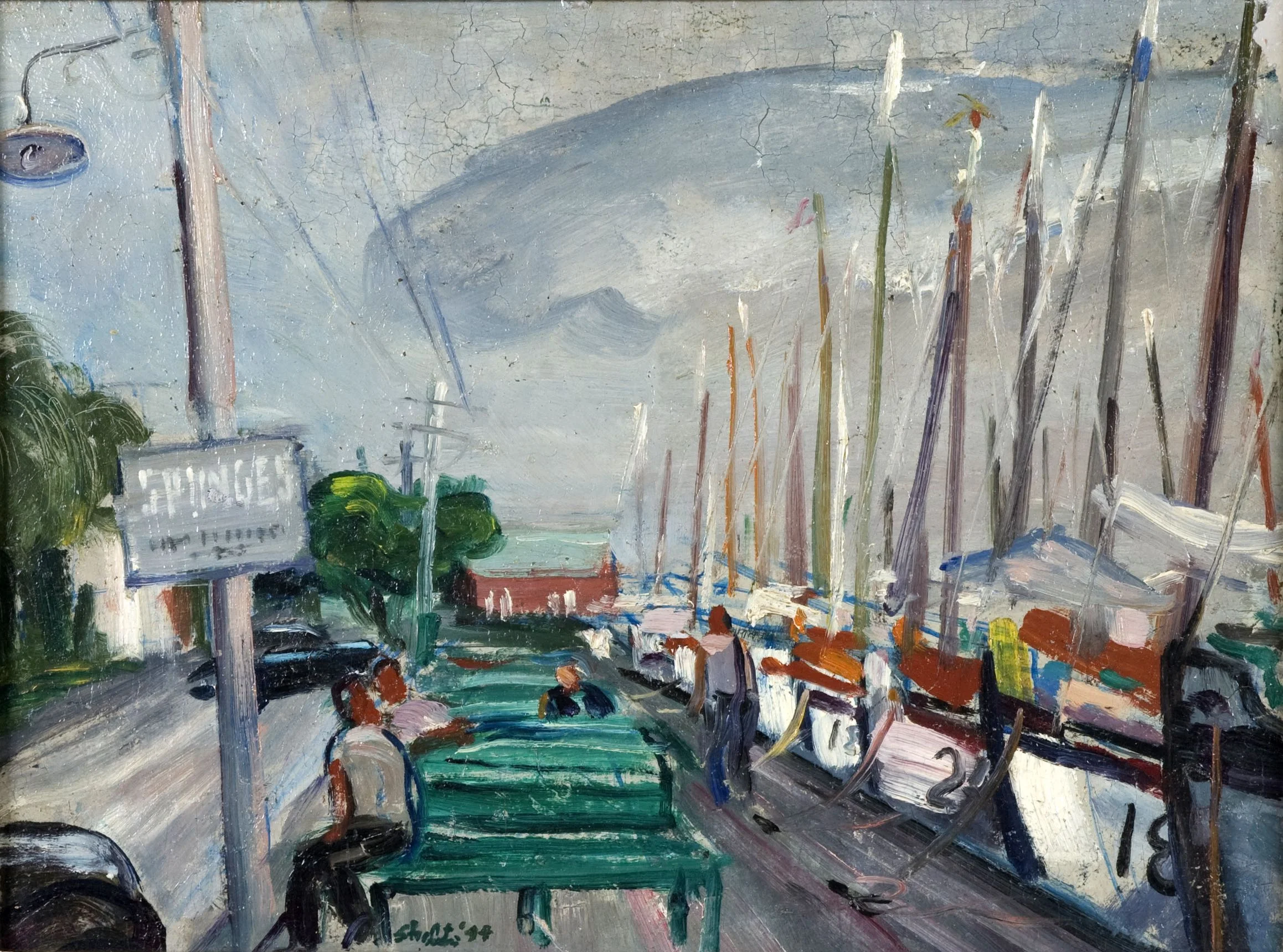 "Sponge Docks," Oil Painting (1944) by Larry Stults