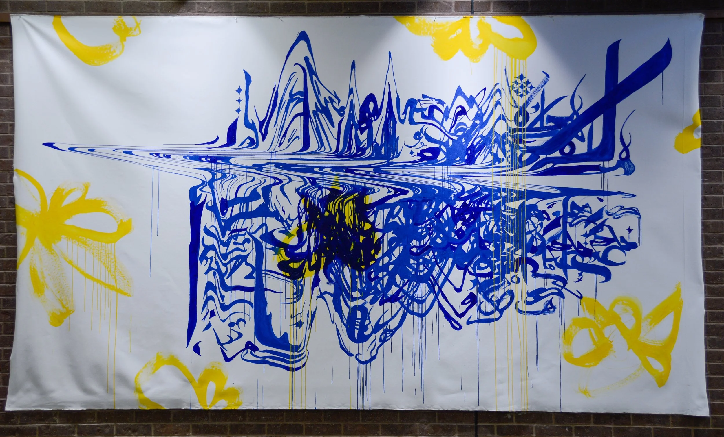  SUNFLOWERS IN TEXAS Acrylic and spray paint on canvas 143” x 84” 2022 