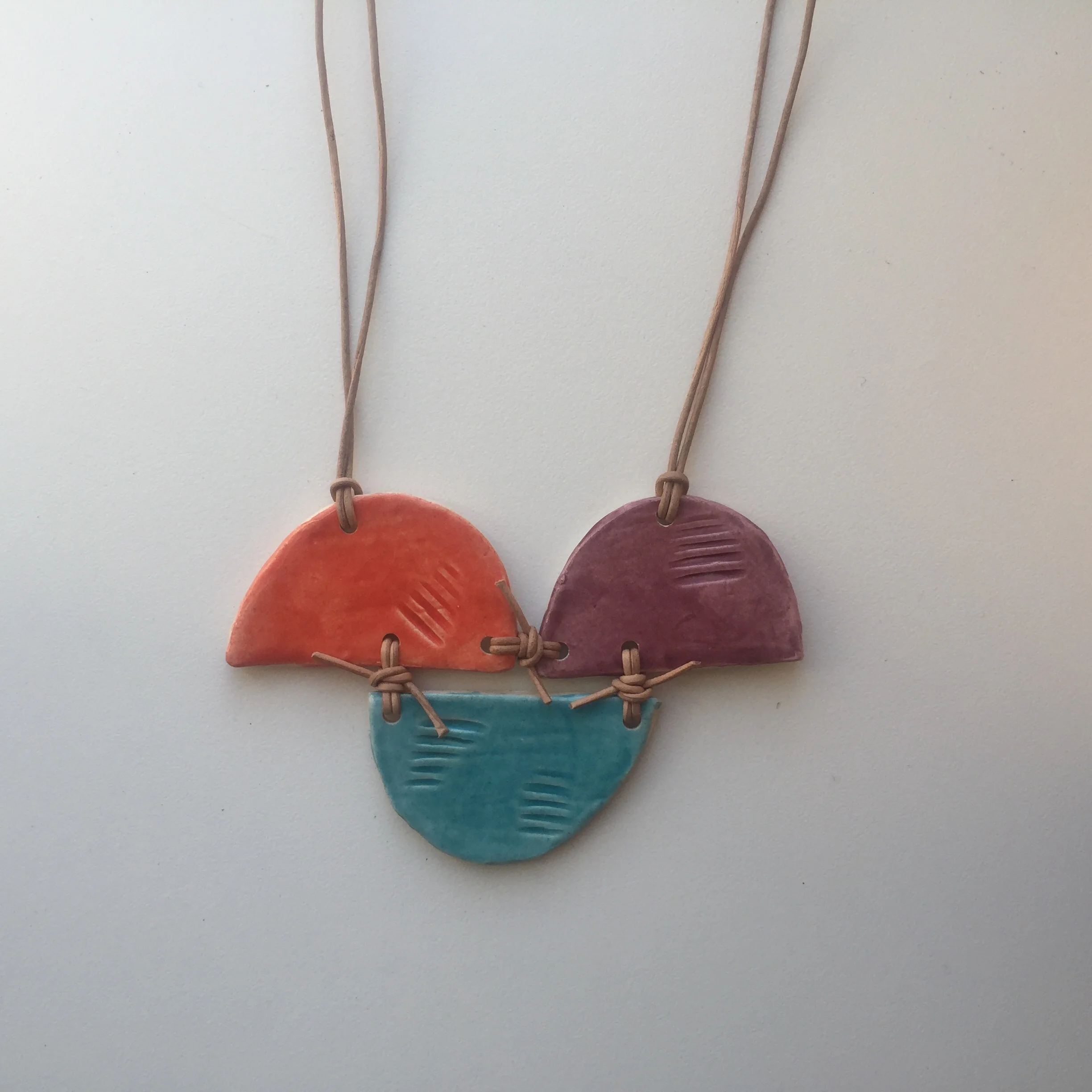 handmade ceramic and leather necklace // jordan kushins