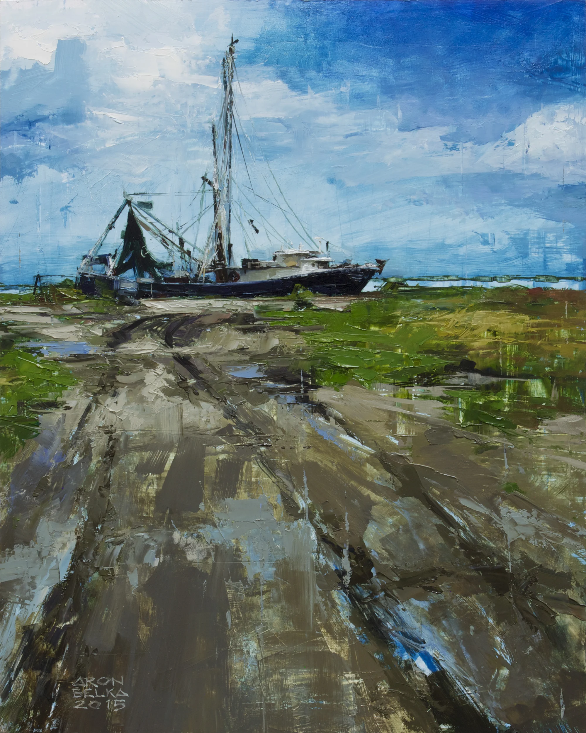Grand Isle Shrimper 2015 20 x 16 inches oil on wood
