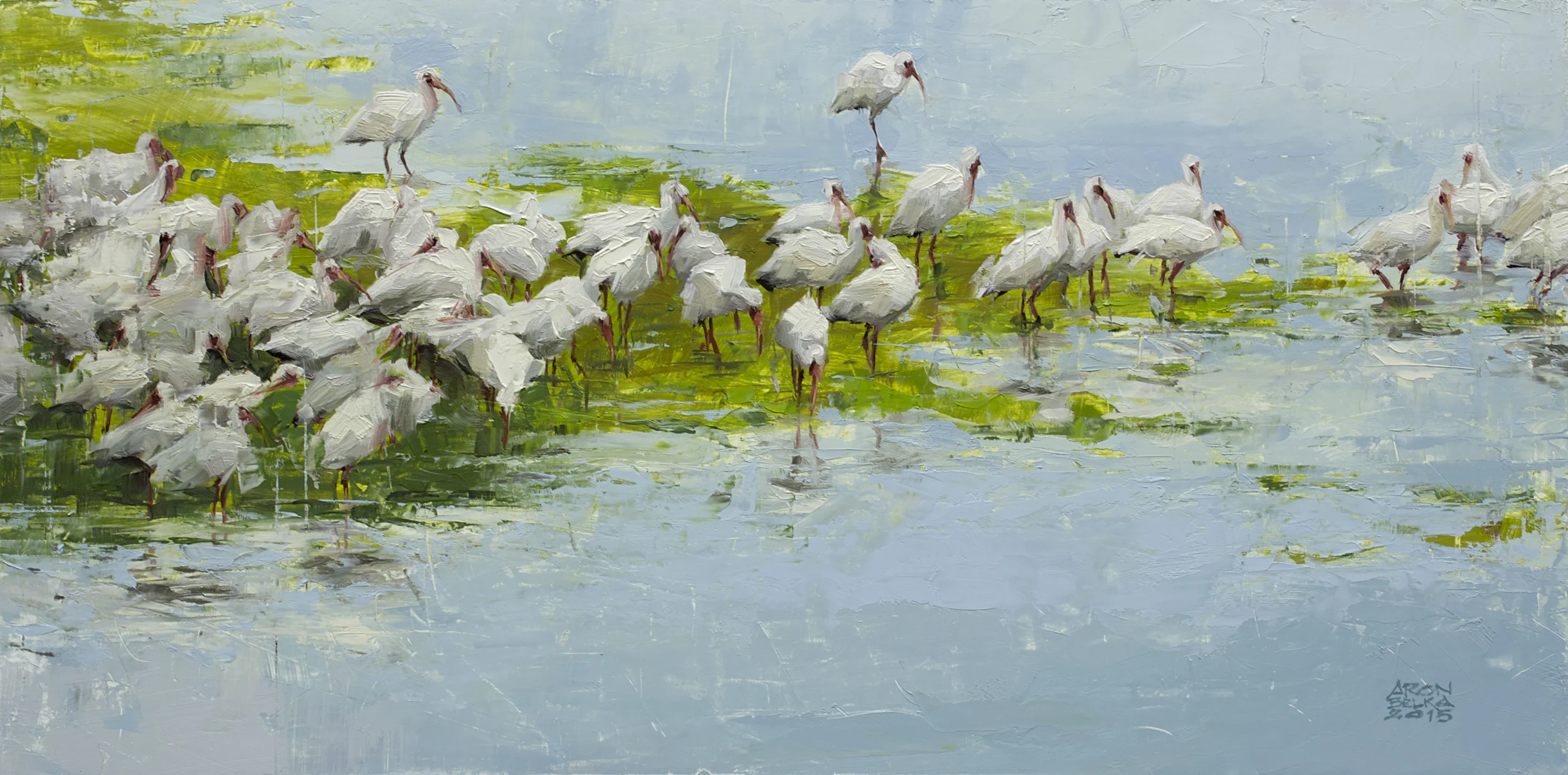 Gathering 2015 10 x 20 inches oil on wood