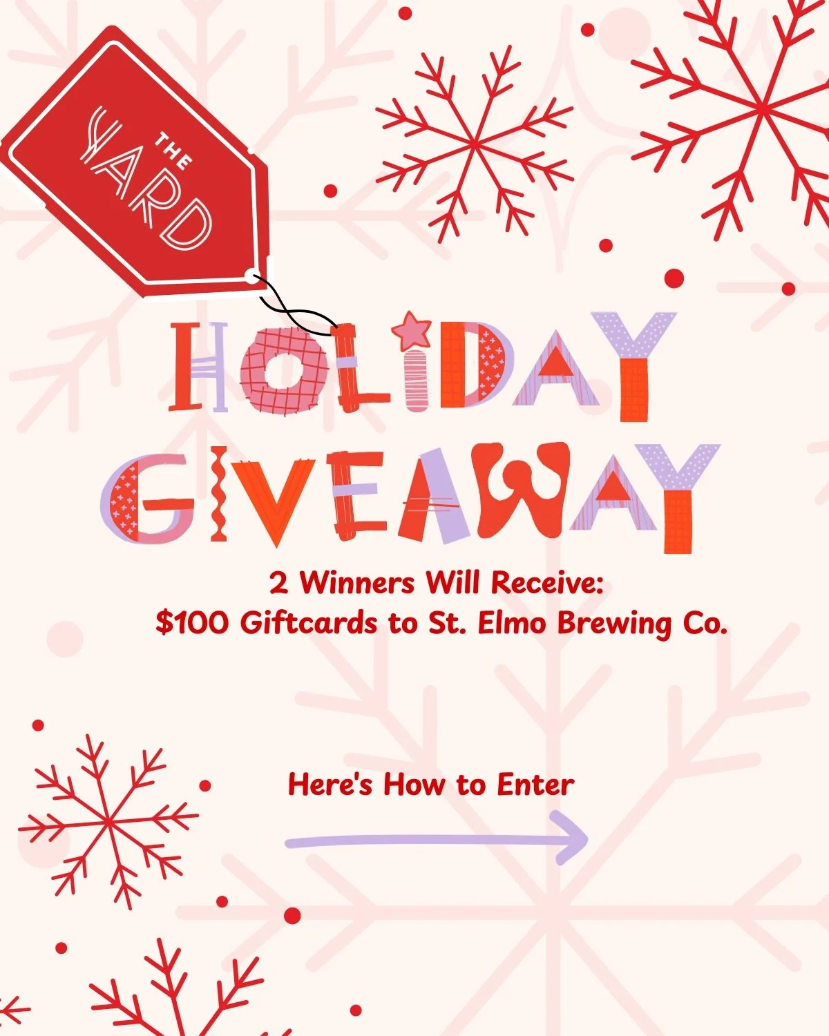 🎁 HOLIDAY GIVEAWAY! 🎁
We&rsquo;re spreading some cheer with 2 chances to win a $100 St. Elmo Brewing Co. gift card! 🍻✨
To enter:
1️⃣ Follow @theyardatx
2️⃣ Like this post
3️⃣ Tag a friend
= 1 Entry
⭐ Extra entry: Share this post to your story &amp