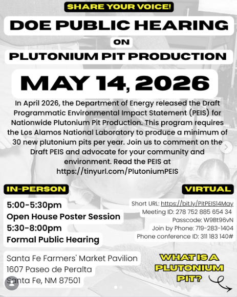 Share Your Voice - DOE Public Hearing on Plutonium Pit Production